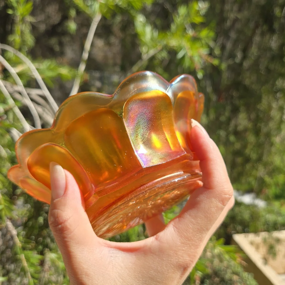 Antique Imperial Heavy Grape Marigold Carnival Glass Bowl Antique Catchall Dish‎